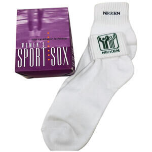 Vintage Nikken Women’s White Sports Sox Socks 1998 Far-Infrared Technology NOS
